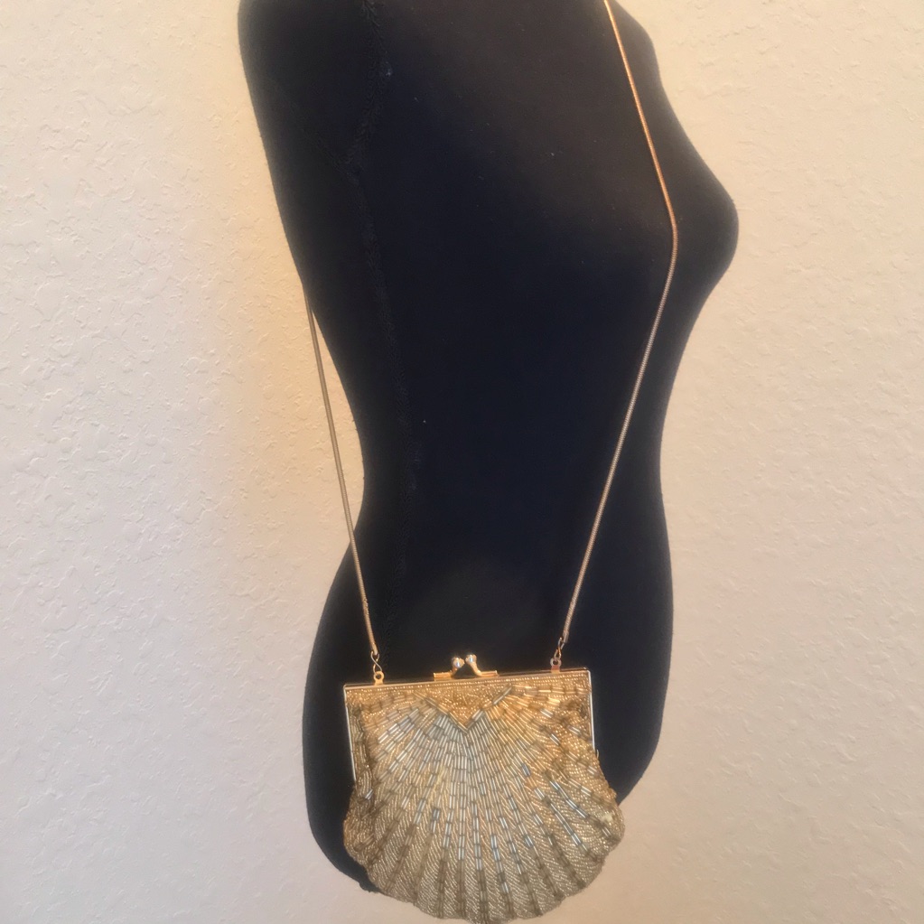 Vintage Cellini Gold Beaded Evening Bag Vintage Cellini Gold Beaded Evening Bag
